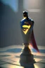 Placeholder: superman chess piece buildt of by yellow stones misty trending, depth of field, backlit, in hexagon valley