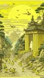 Placeholder: A light yellow heavenly ruins with angels painted by Utagawa Hiroshige