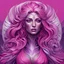 Placeholder: Amazoness with dusky-pink magenta silver-purple palette in vorticism art style