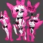 Placeholder: They have a red bow tie, much like Mangle and Bonnie, and long, sharp pink nails, Funtime Foxy has five fingers,They have three black buttons on each of their shins.