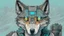 Placeholder: Robotic wolf looking at the camera, comic style