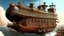 Placeholder: large wooden Victorian pleasure steamboat flying above a city, balconies, verandas