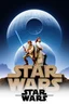 Placeholder: movie poster for Star Wars featuring luke and leia in iconic poses atop of a the words "STAR WARS" made of stone, the death star in background