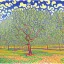 Placeholder: olive grove in style of signac