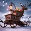 Placeholder: steampunk sleigh filled with christmas presents, 4k, highly detailed, cinematic, ultra photorealistic, ultra realistic, volumetric lighting