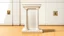 Placeholder: comic style, a small white pedestal, in a museum