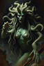 Placeholder: Medusa, en god og snill og flink og veldig søt og hårete som en hippie , humanoid skapning fra universet, de regjerer ofte i underjordiske byer . ser på seg selv som overlegne , abyss city, motion blur, painted by Rembrandt