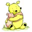 Placeholder: illustration of Winnie the pooh cuddling a pig