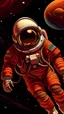Placeholder: Un astronauta vestido de colores calidos, flotando en el espacio cerca del planeta jupiter