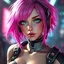 Placeholder: a pretty cyberpunk girl, android, bright hair, futuristic