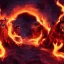 Placeholder: Cerberus, character-design, fire pouring from each mouth, full body, fiery dark skies in the underworld with Hades in the background, 8k, highly detail