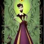 Placeholder: extrem tim burton style and disney style of an old and extrem malicious stepmother, sharp focus, sneaky eyes, old face