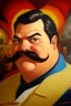 Placeholder: Fat Superman burguese mustache at the casino oil canvas.