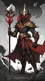 Placeholder: Azir from league of legends in king of the Dead style black color with red details and holding sceptre