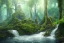 Placeholder: Photorealistic, rainforest with a serene creek and little waterfalls