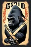 Placeholder: A gang emblem using a gorilla, spanish gang, Japan