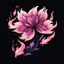 Placeholder: A cartoon-style sakura flower, pink and purple flames on the side, black background