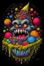 Placeholder: Monster made of ice cream, candy, gum drops, sprinkles tattoo design, traditional tattoo style, t-shirt design, fantasy art, digital painting, clean dark background, 8K by R. crumb, Todd Schorr, Robert Williams, Alex Alemany