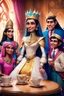 Placeholder: One day, Queen Batool was having a good time with her special team that was called "The Tea Council". Her team included: - Rayouf, the brave princess and the leader of the tribe - A talented writer who writes amazing stories - A real Barbie doll that talks and moves - Jim Carrey, the star of comedy and satire - Donald Trump, the former US president and the controversial figure They met in a spacious room decorated with large windows that allow sunlight to enter, bright colors, green plants, mode