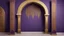 Placeholder: Hyper Realistic Garland-Light on Islamic-Architectural-Mosque-Open-White-Door-&-Navy-Wall on Purple-Rustic-Wall with maroon-crafting-on-Golden-pillars with nightly-ambiance