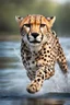 Placeholder: /imagine prompt: realistic, personality: [Capture a close-up shot of the cheetah diving into the river, its body partially submerged in the water. Water splashes around it as it fights against the strong current, trying to change its course. The determination and strength on the cheetah's face are evident]unreal engine, hyper real --q 2 --v 5.2 --ar 16:9