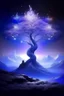 Placeholder: 3. tree of life, mountains, lavender, luminous trunk, luxurious crown in bright lights, glitter, bright lights, neon, mysticism, dawn, starry sky, fantasy realism snowflakes, glitter, shimmering smoke,16k, surrealism, careful drawing of details, clear contour, aesthetically pleasing, threads, professional photo, realistic photo, an incredibly beautiful white landscape, dark botanical, dark fantasy, detailed