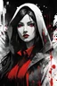 Placeholder: Carmilla, female vampire, negative red, black and white Speedpaint with large brush strokes by, Junji Ito, Ismail Inceoglu, Gazelli, Kouta Hirano, Takato Yamamoto, paint splatter, white ink, a masterpiece, 8k resolution, trending on artstation, horror, terrifying, highly detailed and intricate