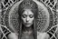 Placeholder: black and white woman spires and spindles and webs in the style of alex grey