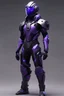 Placeholder: Futuristic armour, male, mask/helmet, black, purple visor, galaxy looking cental peices, full body shot