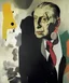 Placeholder: Portrait of Georges Bataille，minimalism,surrealism,Painting By Adrian Ghenie,Salvador Dali ,Lucian Freud，Rene Magritte