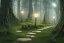 Placeholder:  stone path lanterns forest