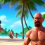 Placeholder: shirtless Walter White family , 8k, tropical beach background, jaun