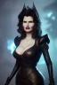 Placeholder: Geena Davis as evil queen in black leather, leather, busty, cleavage, angry, rage, stern look. character design by cory loftis, fenghua zhong, ryohei hase, ismail inceoglu and ruan jia. unreal engine 5, artistic lighting, highly detailed, photorealistic, fantasy