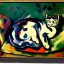 Placeholder: oil portrait of tricolor pattern Cat sleeping in a sofa by Paul Cézanne 8k