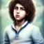 Placeholder: beautiful 12 year old arabic boy with curly hair and light blue eyes