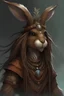 Placeholder: clothed humanoid hare shaman, ragged brown fur, eery mystical look