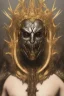 Placeholder: Realistic anime black metal corpsepaint Slipknot mask god with golden crown