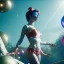 Placeholder: Ultra realistic circus scene. Classic acrobat woman, waist up view, Wes Anderson style, happy, bubbles, highly detailed, concept art, unreal engine 5, god rays, ray tracing, RTX, lumen lighting, ultra detail, volumetric lighting, 3d, finely drawn, high definition, high resolution.