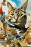 Placeholder: A cat, abstract and contemporary surrealism, collage of absurd art