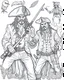 Placeholder: Pirates of the Caribbean: Dueling Pirates Coloring Challenge: Create an action-packed coloring page inspired by the Pirates of the Caribbean movie, featuring a dramatic scene with two pirates engaged in a thrilling sword duel. Capture the intensity of the battle with dynamic poses and expressions, providing ample space for young artists to color the characters and their surroundings in black and white. This coloring challenge invites kids to infuse their creativity into the high-stakes world of