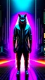 Placeholder: catman rebel retro futuristic cyberpunk poster full body