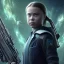 Placeholder:  Greta Thunberg eisha makeup, meditation, galaxy sky, 8k quality , portrait,beautiful ghost in the shell , post-apocalyptic in a sin city, realistic, intriacte detail, sci-fi fantasy style, volumetric lighting,24mm , particales,highly detailed,cinematic, deep purple , green eyes .