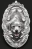 Placeholder: Silver Brooch in the shape of a dog Deberman white backgroundContains a gem