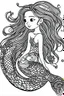 Placeholder: This captivating and delightful black line drawing is perfect for young artists. It features a charming and enchanting mermaid, waiting to be brought to life with colors by a 6-year-old child. The thick and bold outlines make it easy for little hands to color within the lines, fostering creativity and imagination. The mermaid is the centerpiece of the image, with her flowing hair, graceful tail, and a joyful expression on her face. The full undersea background adds depth and excitement to the s