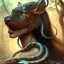 Placeholder: sango fantasy, fantasy magic, intricate, sharp focus, illustration, highly detailed, digital painting, concept art, matte, masterpiece snake head sexy lady body black African beauty tiger in jungle more face