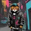 Placeholder: Dibujo de un Cat punk con chaqueta, estilo grafiti , NFT