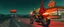 Placeholder: The kebab man driving fast on his holy motorcycle, fire from the exhaust, holy widescreen picture, holy empty road on the holy country at night, comic style, no helmet and he have a long holy black beard, neon kebab signs along the road, jesus stand at his market stand selling holy kebabs, simon stålenhag style