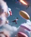 Placeholder: Ultra realistic speed clouds sky scene, wide angle view, strong men falling down with many Childs, circus clothing style, feather color clothing, free jumping flying, many trinkets, hair monster, many jelly beans, balls, color smoke, smile, happy, extreme, wind, clouds sea, 20,000 feet altitude, stratosphere, soft color, highly detailed, unreal engine 5, ray tracing, RTX, lumen lighting, ultra detail, volumetric lighting, 3d, finely drawn, high definition, high resolution.