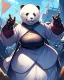Placeholder: Cool Panda assassin boss in clothes game character, dark lighting , Blender, octane render, high quality masterpiece