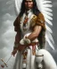 Placeholder: Athahualpa, native american warrior, long black hair, big muscles, white fabric coat like wings